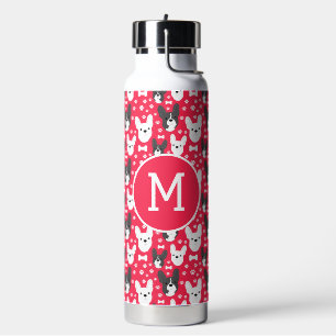 Französisch Bulldogs Red Pattern Monogram Trinkflasche