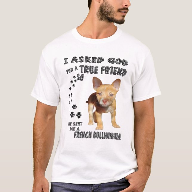 Französisch Bullhuahua Quote Mama Print, Bulldog C T-Shirt (Vorderseite)