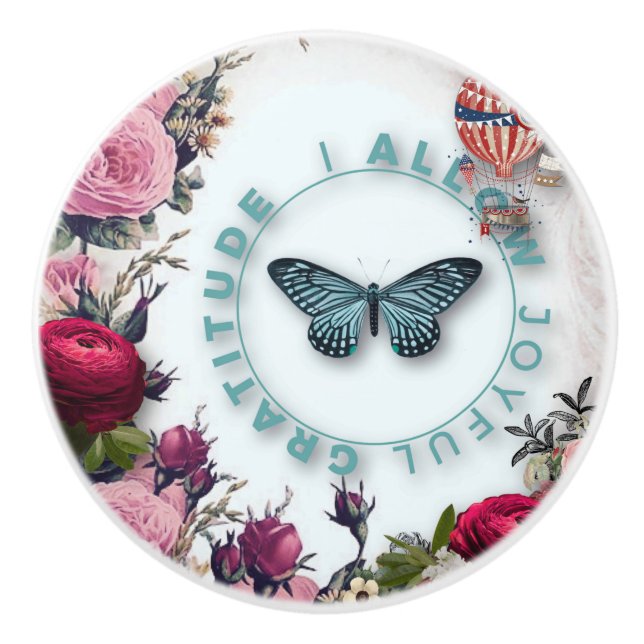 Französisch chic, Land rustikal, florale Muster,Ro Keramikknauf (Vorderseite)