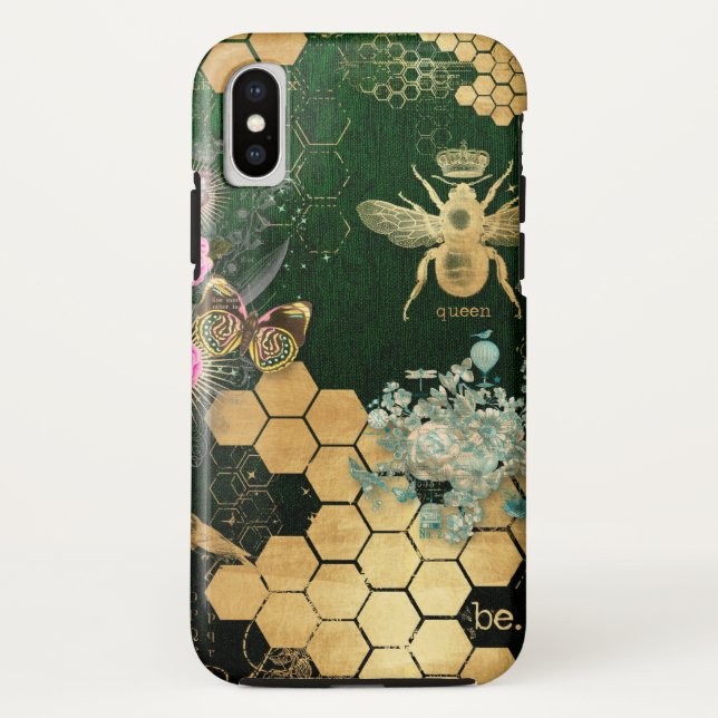 Französisch chic, viktorianisch, Biene, Blütenfoli Case-Mate iPhone Hülle (Rückseite)