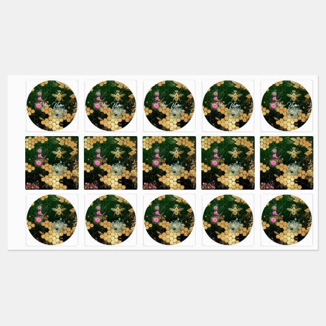 Französisch chic, viktorianisch, Biene, Blütenfoli Etiketten (Blatt)