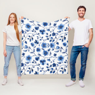 Französisch Cotgecore Blaue Blumenmuster Tissue Pa Fleecedecke