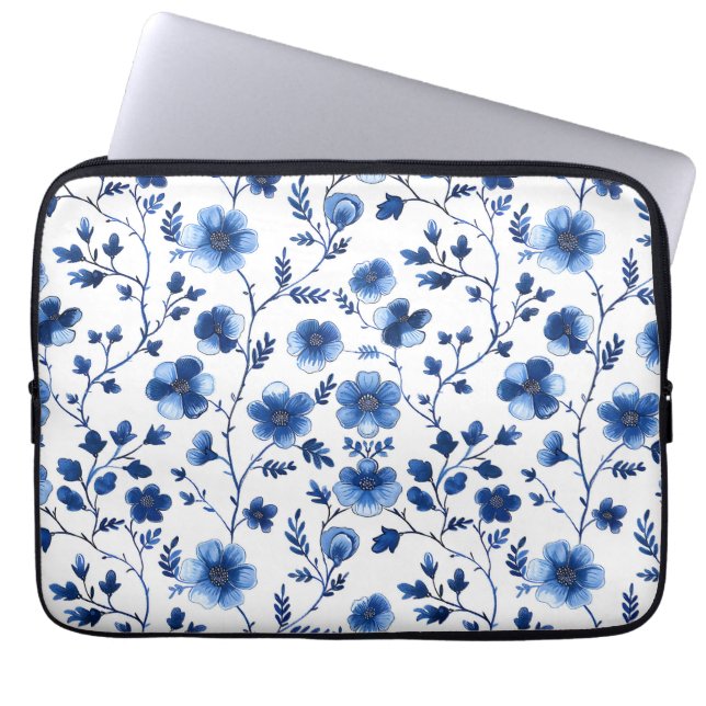 Französisch Cotgecore Blaue Blumenmuster Tissue Pa Laptopschutzhülle (Vorderseite)