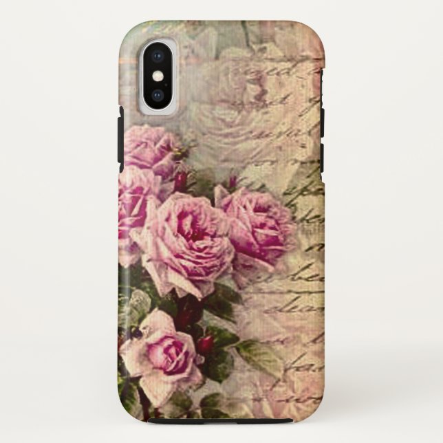 Französisch Country chic, Shabby Chic, rosa Rosen, Case-Mate iPhone Hülle (Rückseite)
