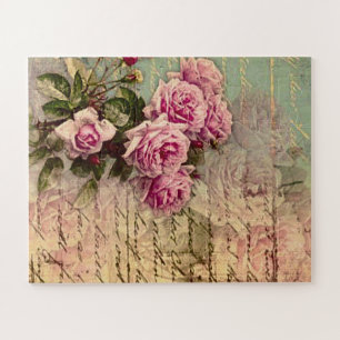 Französisch Country chic, Shabby Chic, rosa Rosen, Puzzle