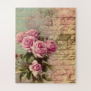 Französisch Country chic, Shabby Chic, rosa Rosen, Puzzle
