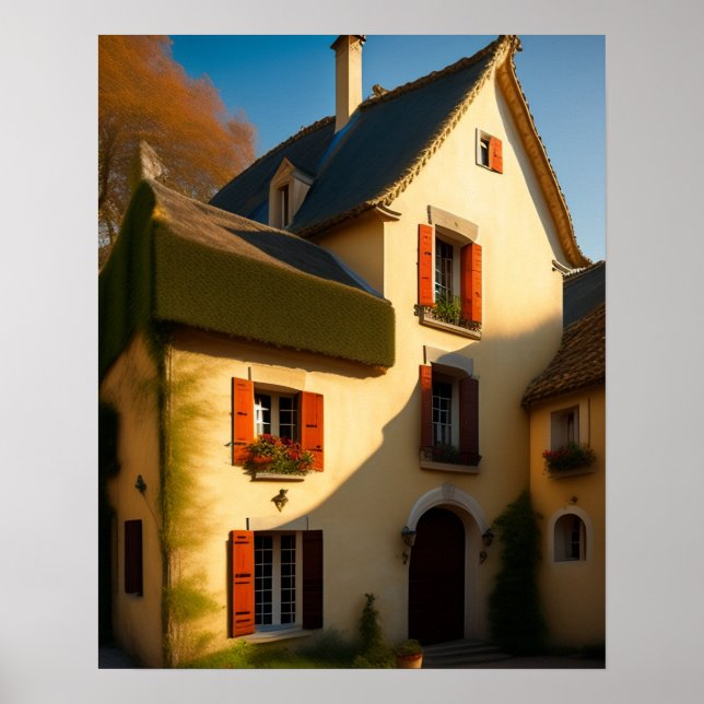 Französisch Country House Digitale Kunstdrucke Poster (Vorne)