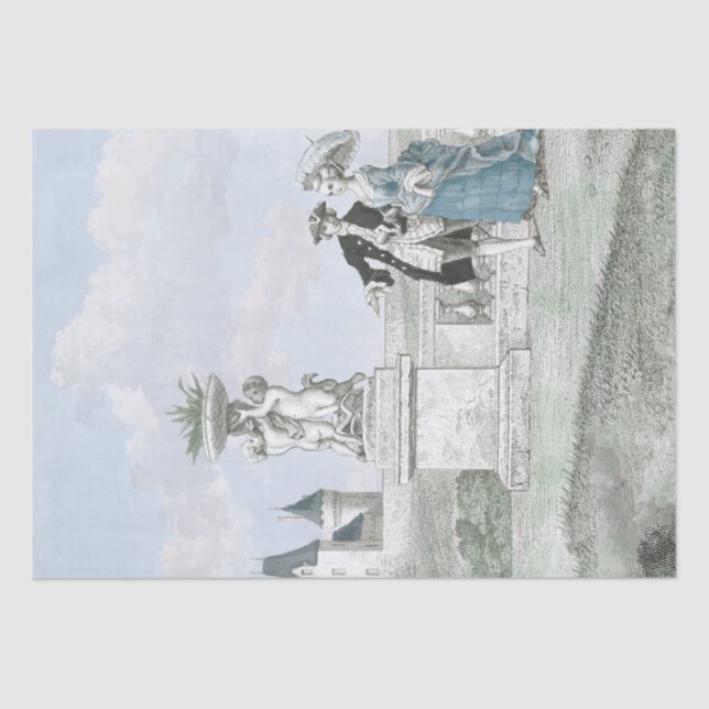 Französisch Couple Chateau Garden Vintag Decoupage Seidenpapier (Vorderseite)