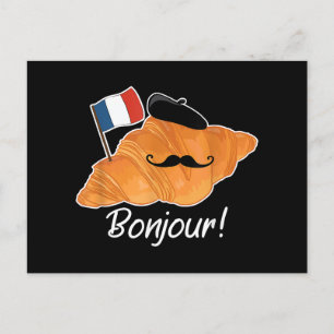 Französisch Croissant Lover France Flag Frankophil Feiertagspostkarte