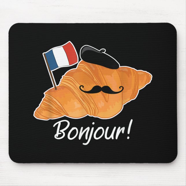 Französisch Croissant Lover France Flag Frankophil Mousepad (Vorne)