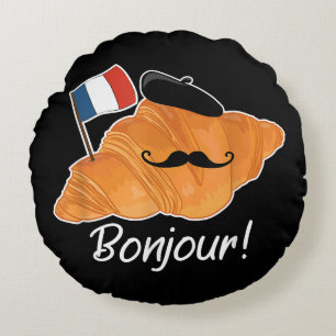 Französisch Croissant Lover France Flag Frankophil Rundes Kissen