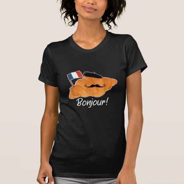 Französisch Croissant Lover France Flag Frankophil T-Shirt (Vorderseite)