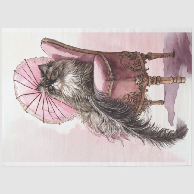 Französisch Daisy Cat Decoupage Seidenpapier (Vorderseite)