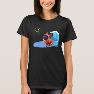 Französisch der Surfer Französisch Bulldog Pup auf T-Shirt