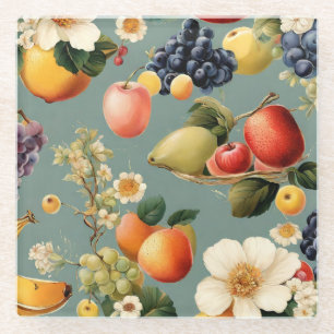 Französisch Design Schöne Früchte und exquisite Bl Glasuntersetzer