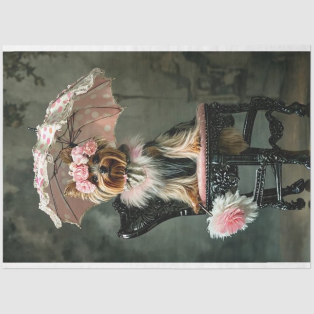 Französisch Duchess Yorkshire Terrier Decoupage Seidenpapier (Vorderseite)