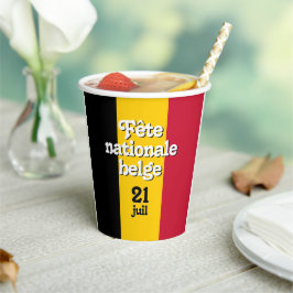 Französisch Fête nationale belge belgische Flagge Pappbecher