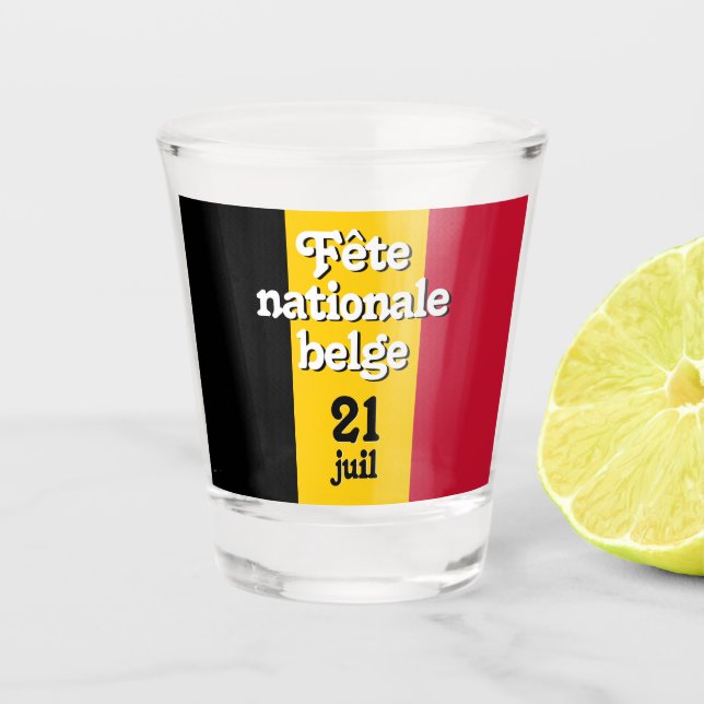 Französisch-Fête nationale belge belgische Flagge Schnapsglas (Vorderseite)