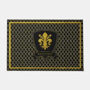 Französisch Fleur-de-lis Gold Quatrefolie Doormat Fußmatte