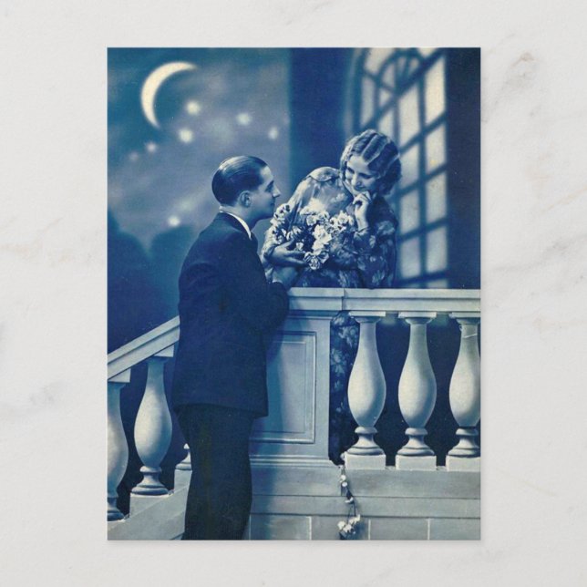 Französisch Flirt - Vintag romantische Postkarte (Vorderseite)