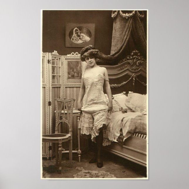 Französisch Flirt - Vintages Pinup Girl Poster (Vorne)