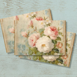 Französisch Floral Blue Pink Vintag Ephemera Decou Seidenpapier