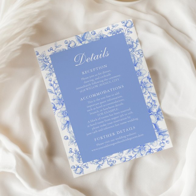 Französisch Floral etwas Blue Wedding Information Einladung (Von Creator hochgeladen)