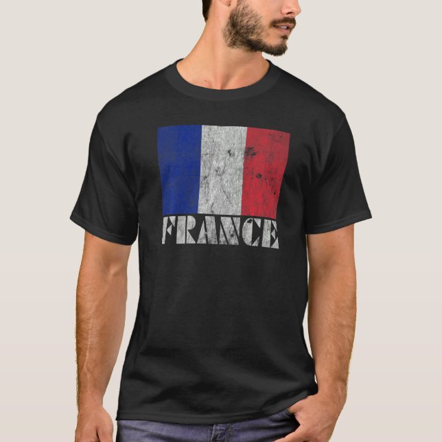 Französisch Frankreich Flaggen Retro Vintag Countr T-Shirt (Vorderseite)
