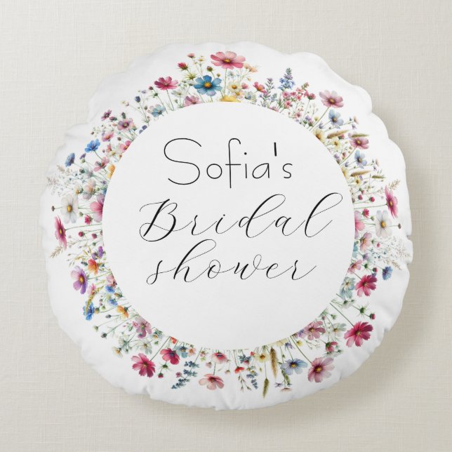 Französisch-Garten-Party florale elegante Typograf Rundes Kissen (Vorderseite)