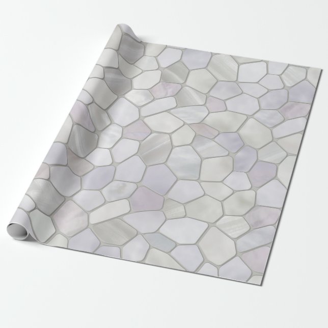 Französisch-Grau-Platinum-Mosaik Geschenkpapier (Ungerollt)