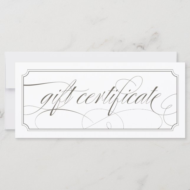 Französisch Gray Elegant Script Geschenkgutscheine (Vorderseite)