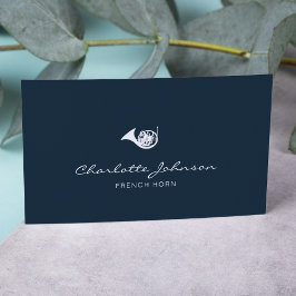 Französisch Horn Elegant Musician Navy Blue Visitenkarte