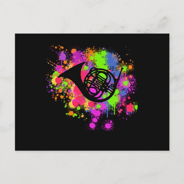 Französisch Horn Künstlerische Malerei Platsch Mus Postkarte (Vorderseite)