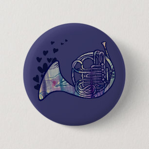 Französisch Horn Liebe Band Class Art Button