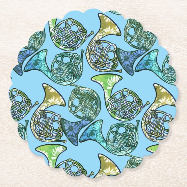 Französisch Hörner Daisy Band Klassenlehrer Untersetzer (Vorderseite)