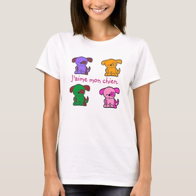 Französisch - i-Liebe mein Hund - reden Sie Shirt (Vorderseite)