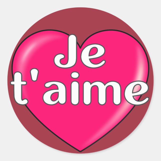 Französisch - Ich Liebe Sie Runder Aufkleber (Vorderseite)