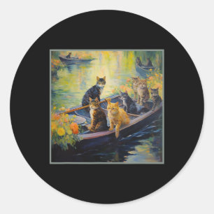 Französisch Impressionist Bootsphilosophie Funny C Runder Aufkleber