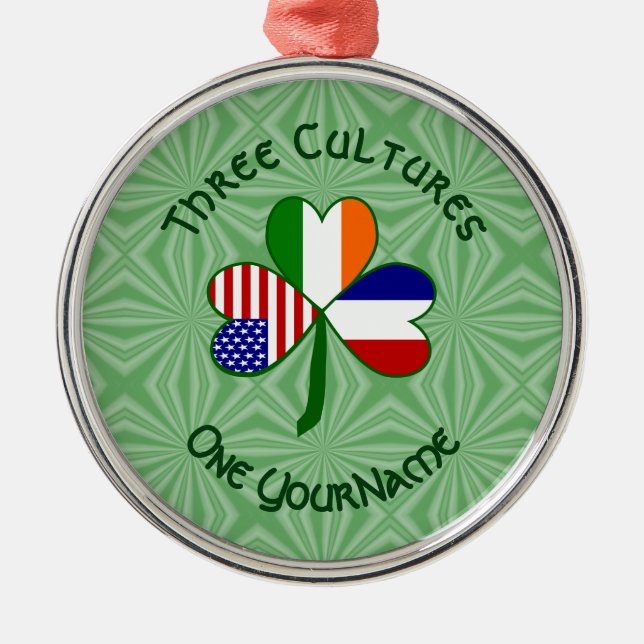 Französisch Irish American Flags Kleeblatt Ihr Nam Ornament Aus Metall (Vorne)