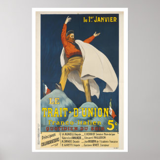 Französisch-Italienisches Zeitungs-Vintage-Kriegsp Poster