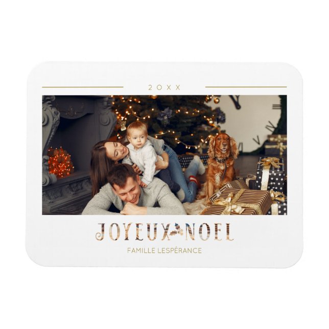 Französisch Joyeux Noël Modern Typografy Custom Fo Magnet (Horizontal)