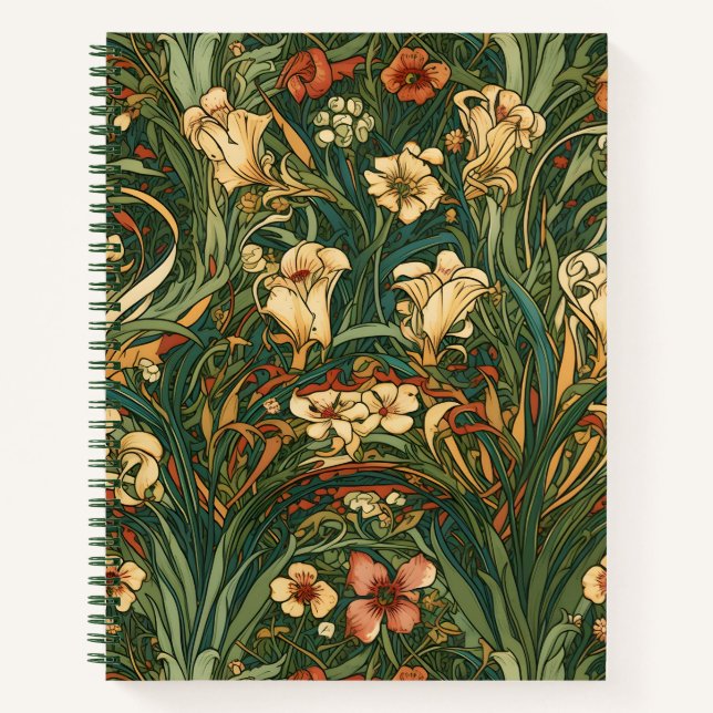 Französisch, Jugendstil, Wildblume, Blumen, Natur Notizbuch (Vorderseite)