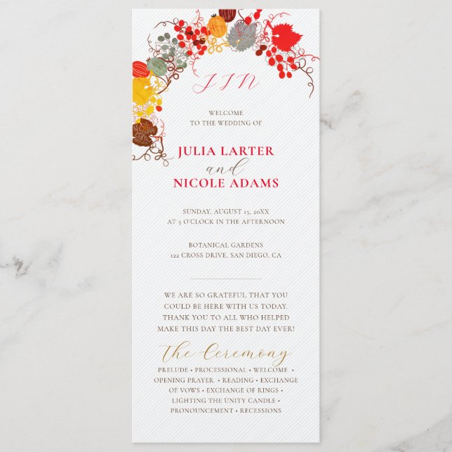 Französisch Kissed Sweet Berry Trauben Blume Hochz Programm (Vorderseite)