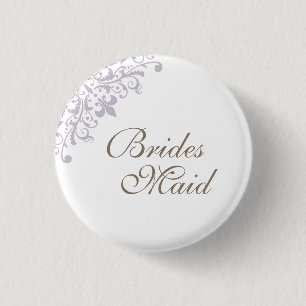 Französisch Lila Fleur de Lis Schrift Brautjungfer Button