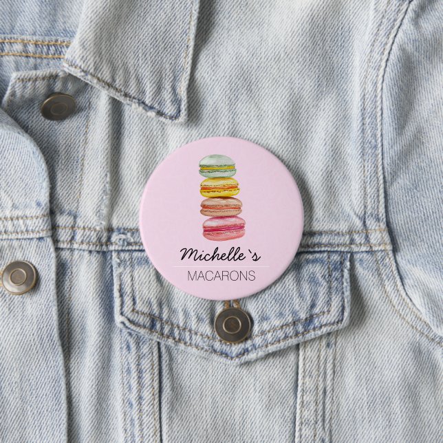 Französisch Macarons Wasserfarbe Handgemalt Button (Beispiel)