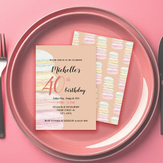 Französisch Macarons Wasserfarbe Handgemalt Einladung