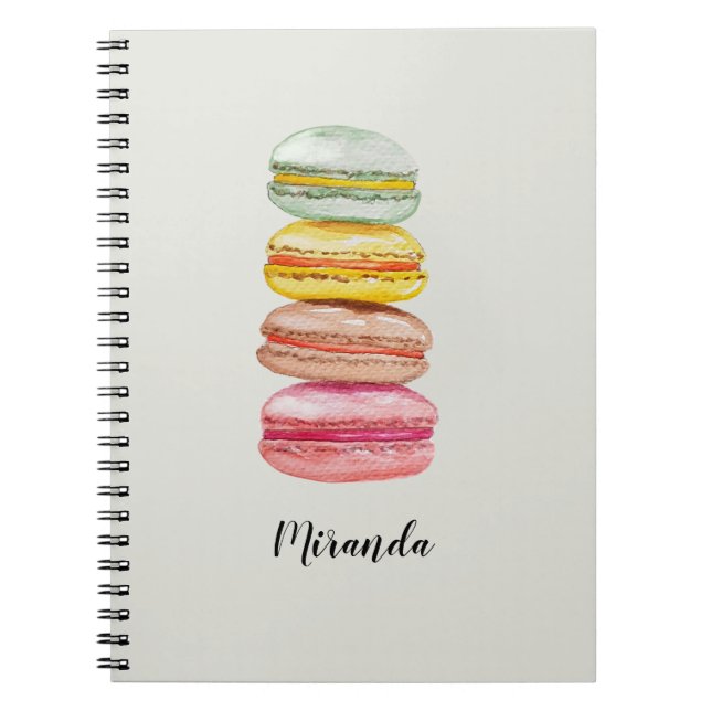 Französisch Macarons Wasserfarbe Handgemalt Notizblock (Vorderseite)