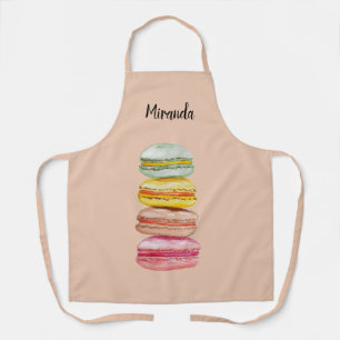 Französisch Macarons Wasserfarbe Handgemalt Schürze