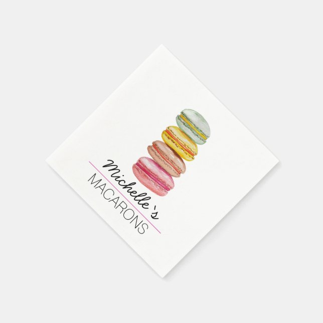 Französisch Macarons Wasserfarbe Handgemalt Serviette (Ecke)