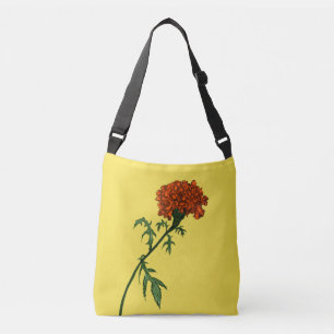 Französisch Marigold Blume Ink Zeichnend Tragetaschen Mit Langen Trägern